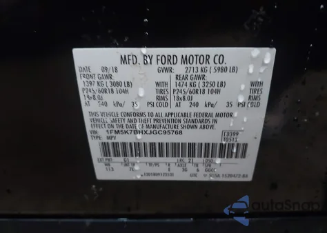 2018 Ford Explorer z USA, uszkodzony, nr VIN 1FM5K7BHXJGC95768